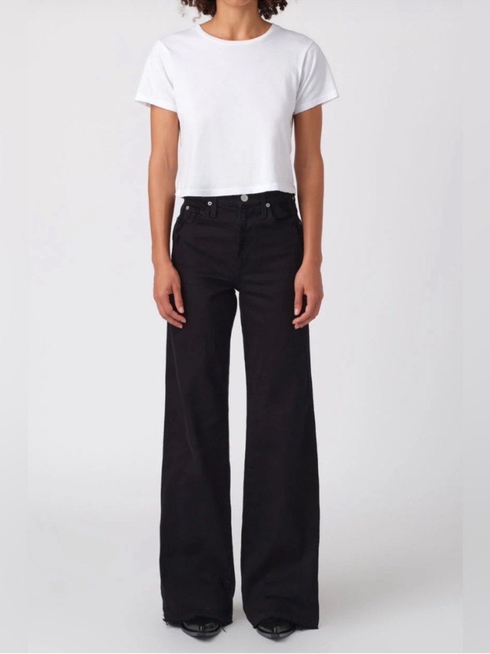 AMO Frida Black Wide-Leg High-Rise Jeans
